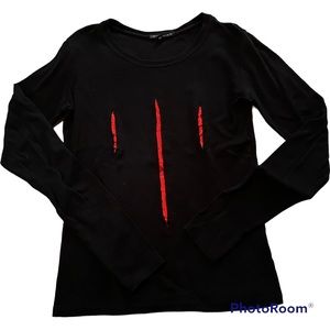 Slashed long sleeve black shirt for Halloween